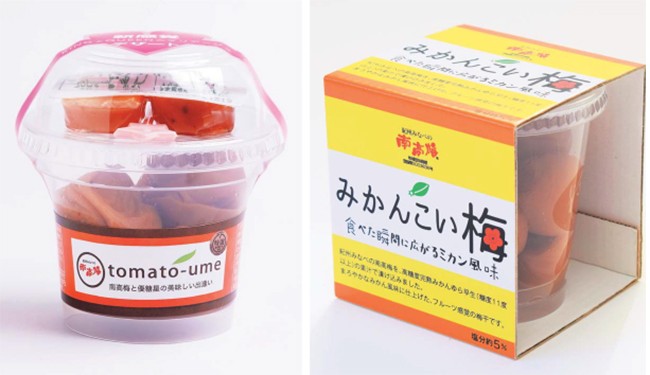 ｔｏｍａｔｏ－ｕｍｅ（とまと梅）（左）とみかんこい梅